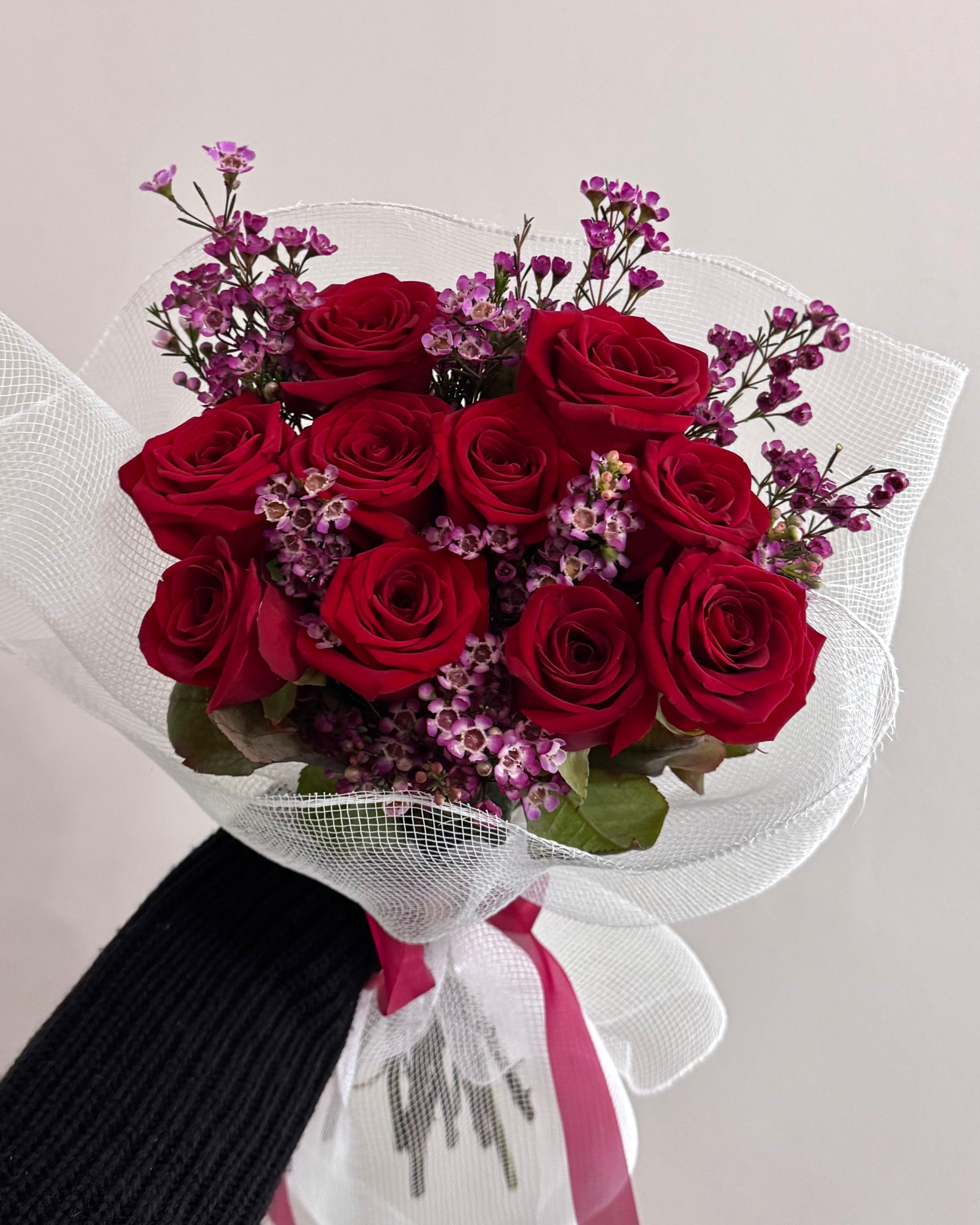 Red Roses & Waxflower